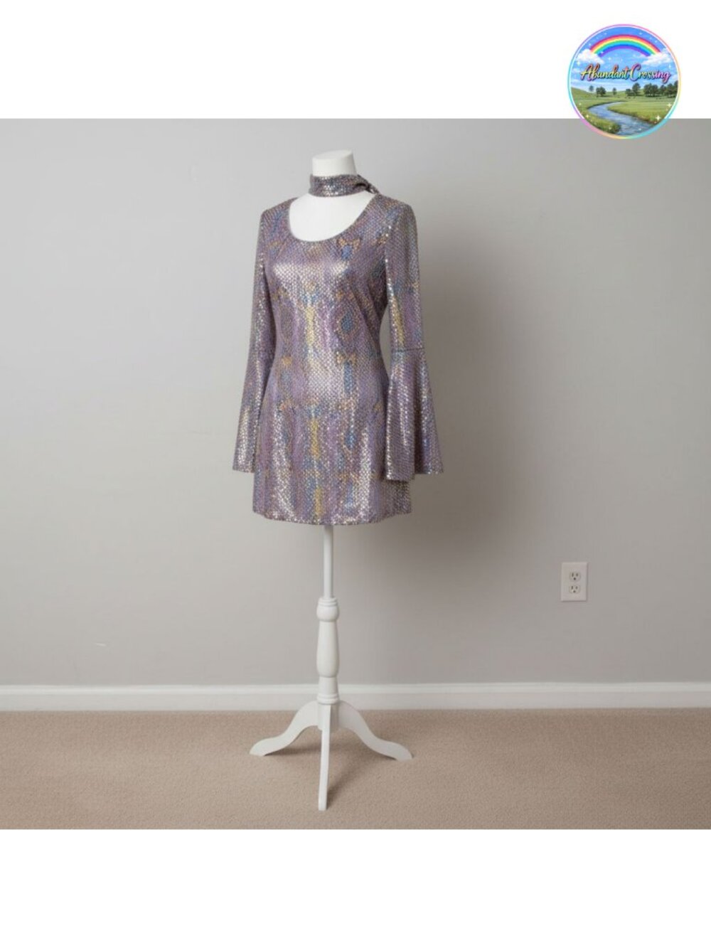 Sequin Disco Costume Dress & Head Tie Mini Dress